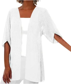 2025 Lightweight Cardigans for Women Summer Casual Half Sleeve Kimono Loose Open Front Blouse Top Plus Size Outfits