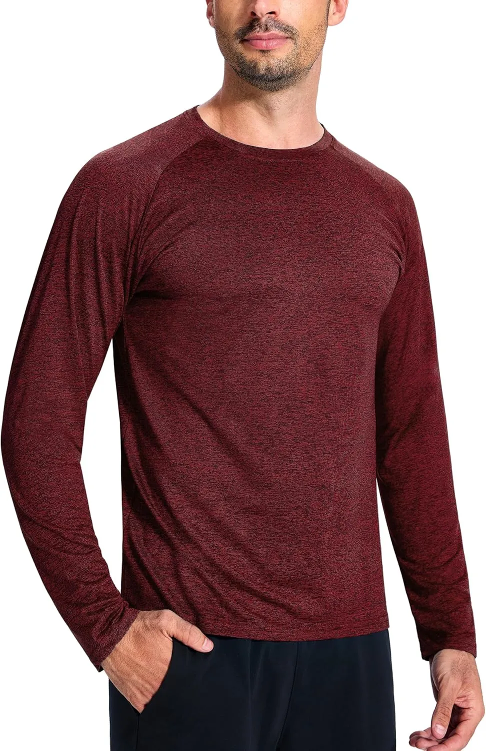 3 Pack Men's Dry Fit Quick Dry Long Sleeve Shirts -Performance Workout Running Gym Sun Protection Crew Tees Tshirts