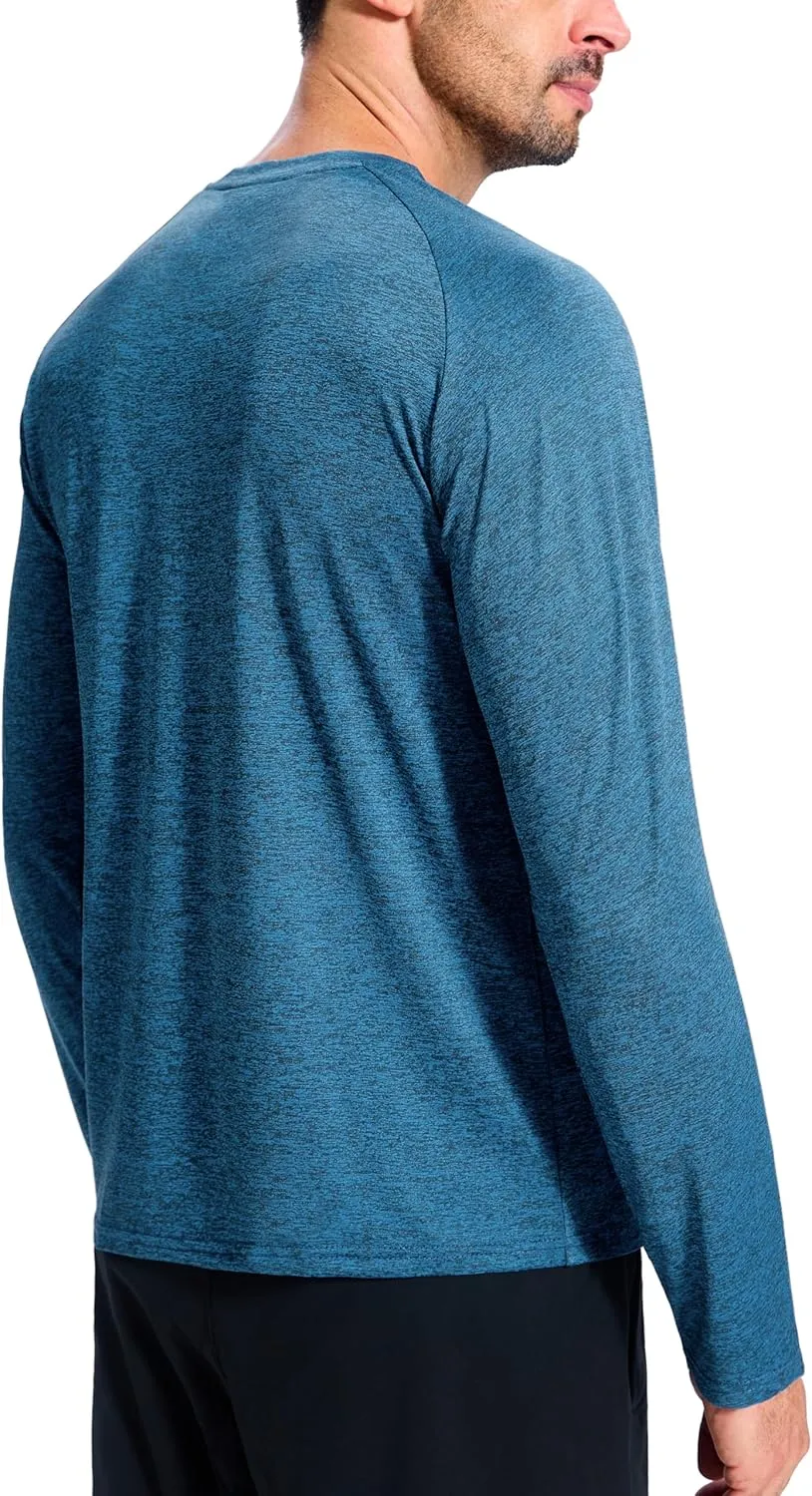 3 Pack Men's Dry Fit Quick Dry Long Sleeve Shirts -Performance Workout Running Gym Sun Protection Crew Tees Tshirts