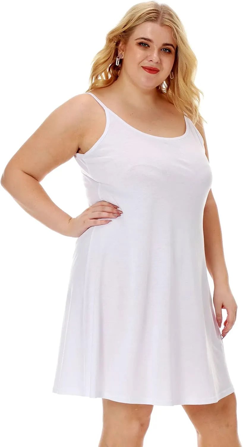 7th Element Plus Size Slip Dress for Women Under Dresses 2025 Spaghetti Strap Cami Camisoles Sun Tank Sleeveless Sundress