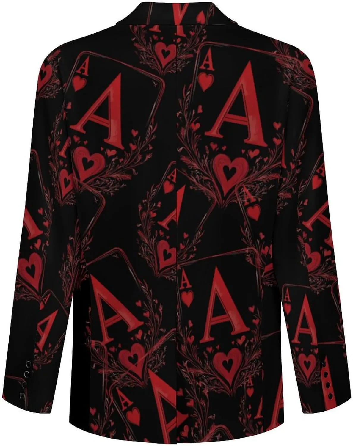 A Red-Heart Poker Mens Blazer Casual Two Button Lapel Suits Jacket Lightweight Business Coats