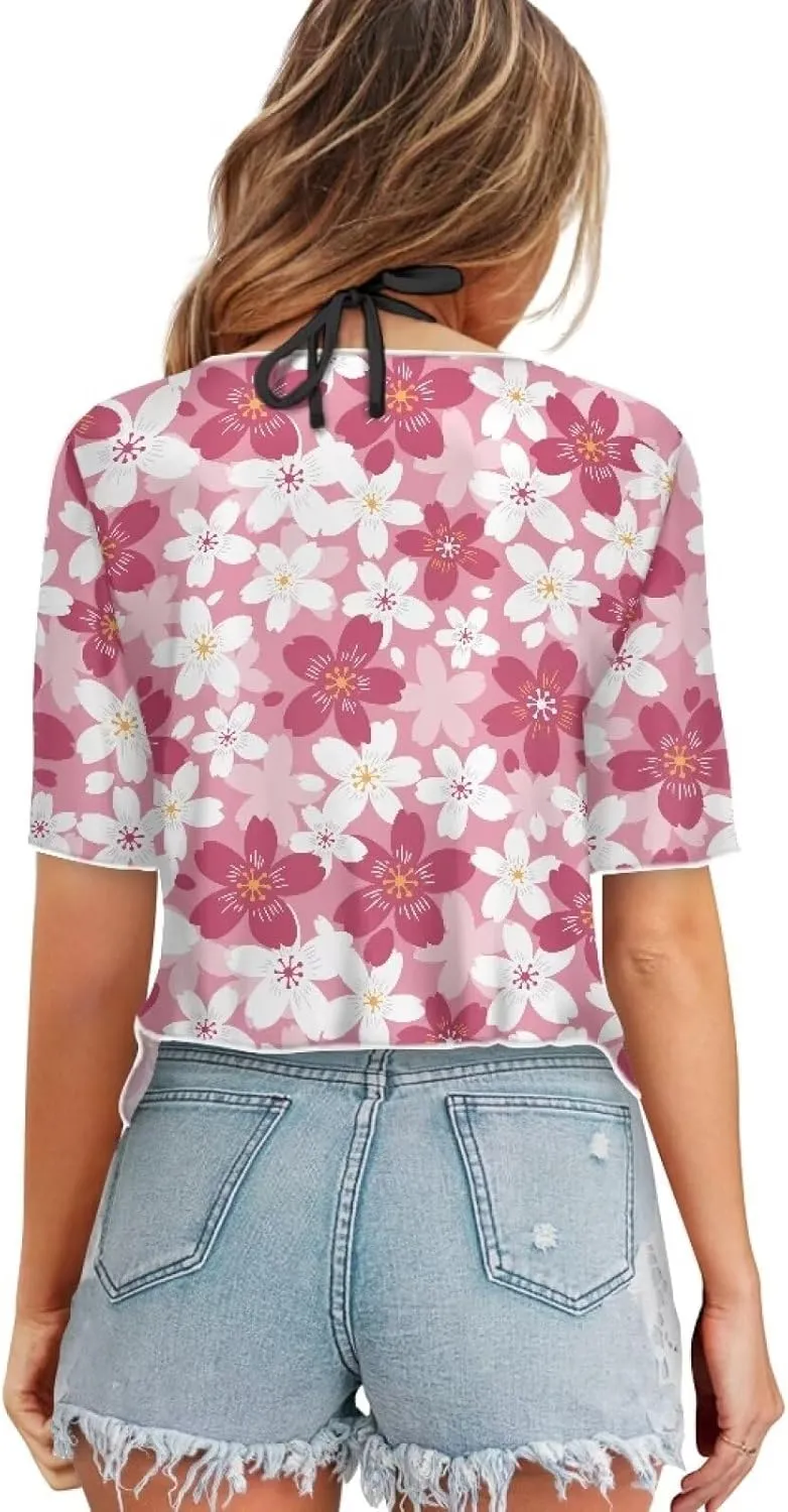 AFPANQZ Cardigans Sexy Open Front Self Tie Cardgans Spring Summer Soft Lightweight Chiffon T-Shirt Bikini Tee Top