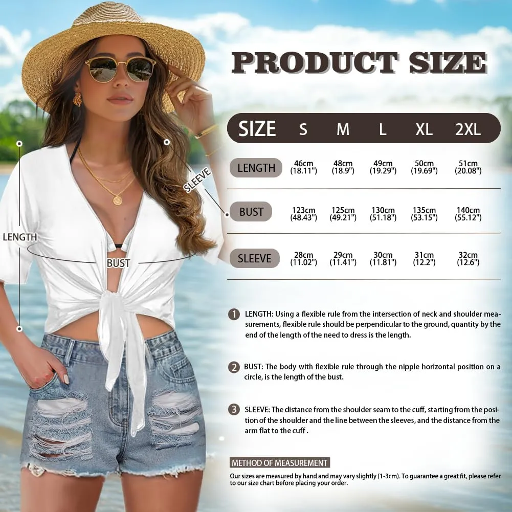 AFPANQZ Cardigans Sexy Open Front Self Tie Cardgans Spring Summer Soft Lightweight Chiffon T-Shirt Bikini Tee Top