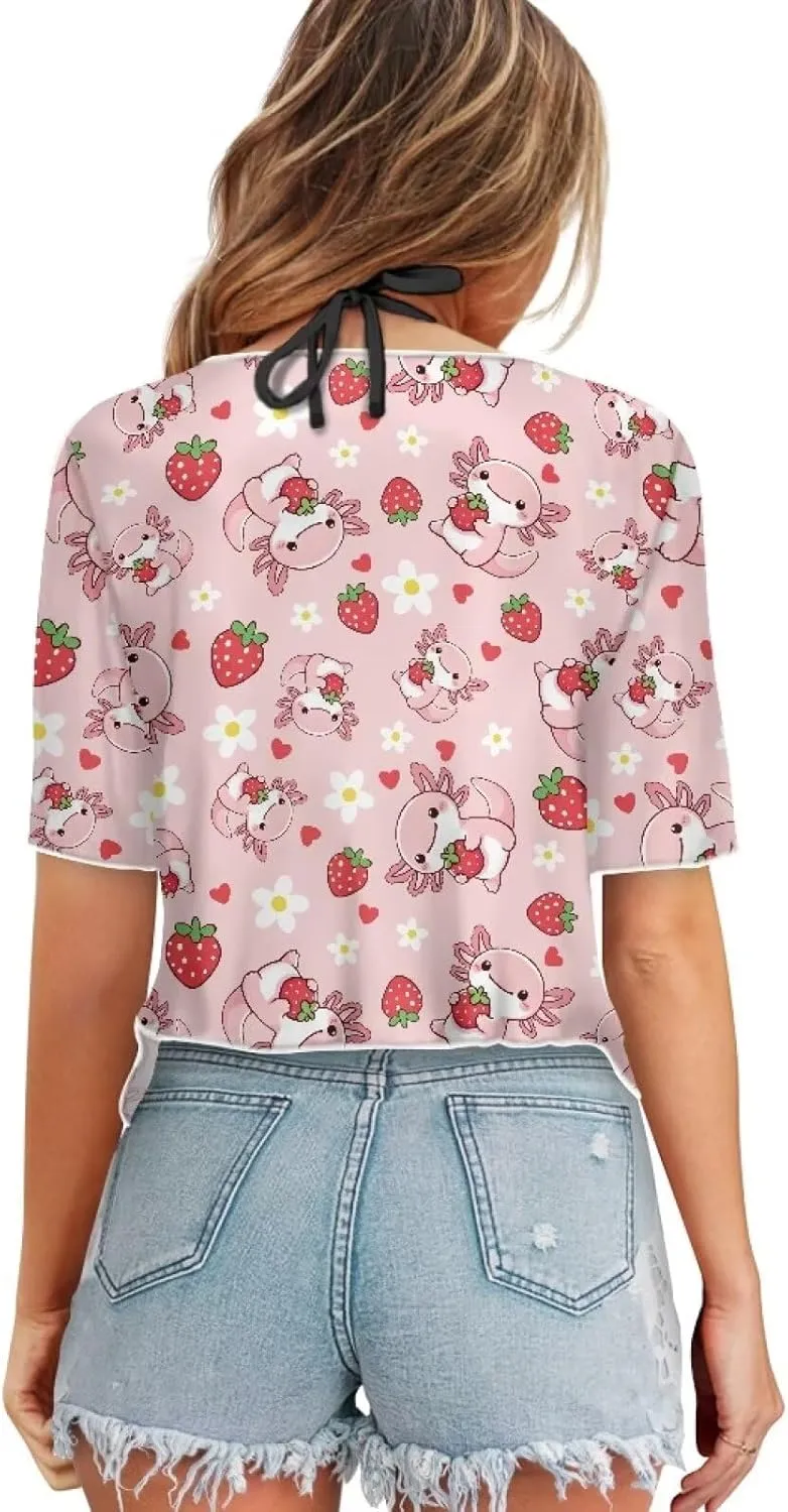 AFPANQZ Cardigans Sexy Open Front Self Tie Cardgans Spring Summer Soft Lightweight Chiffon T-Shirt Bikini Tee Top