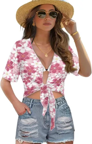 AFPANQZ Cardigans Sexy Open Front Self Tie Cardgans Spring Summer Soft Lightweight Chiffon T-Shirt Bikini Tee Top
