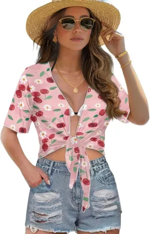 AFPANQZ Cardigans Sexy Open Front Self Tie Cardgans Spring Summer Soft Lightweight Chiffon T-Shirt Bikini Tee Top