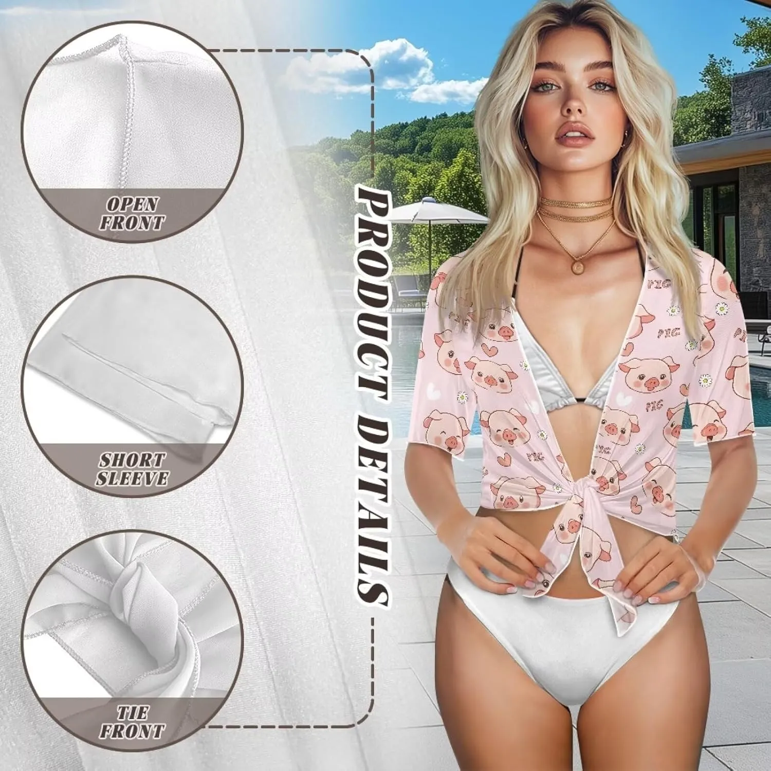 AFPANQZ Cardigans Sexy Open Front Self Tie Cardgans Spring Summer Soft Lightweight Chiffon T-Shirt Bikini Tee Top