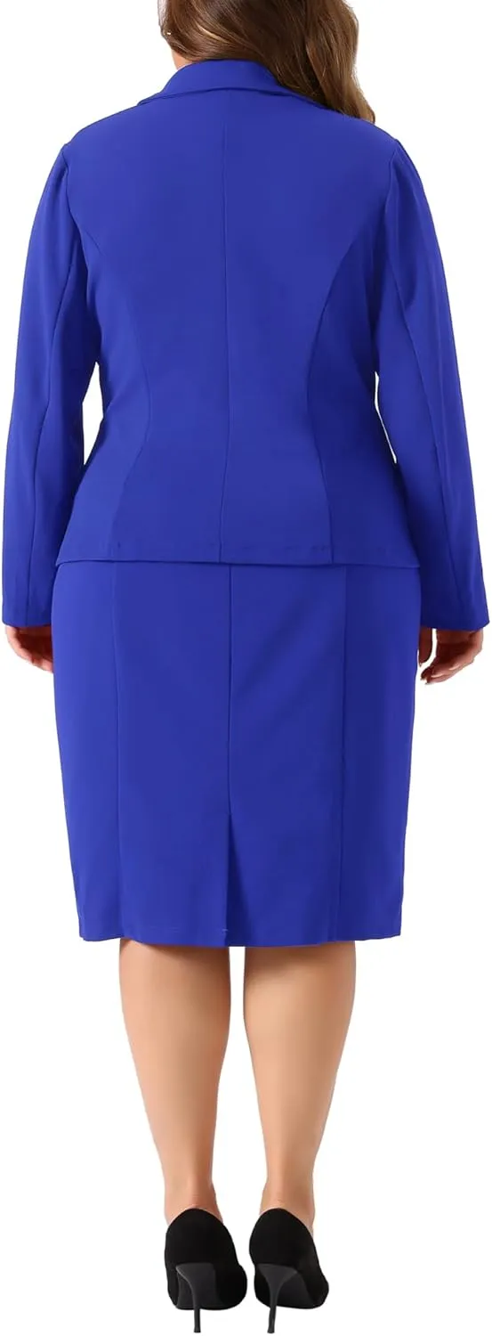 Agnes Orinda Plus Size Dress Suits for Women Two Piece Outfits Blazers Jacket and Sleeveless Dress Business Casual Suit Sets