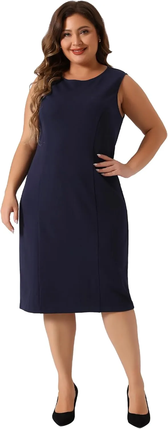 Agnes Orinda Plus Size Dress Suits for Women Two Piece Outfits Blazers Jacket and Sleeveless Dress Business Casual Suit Sets
