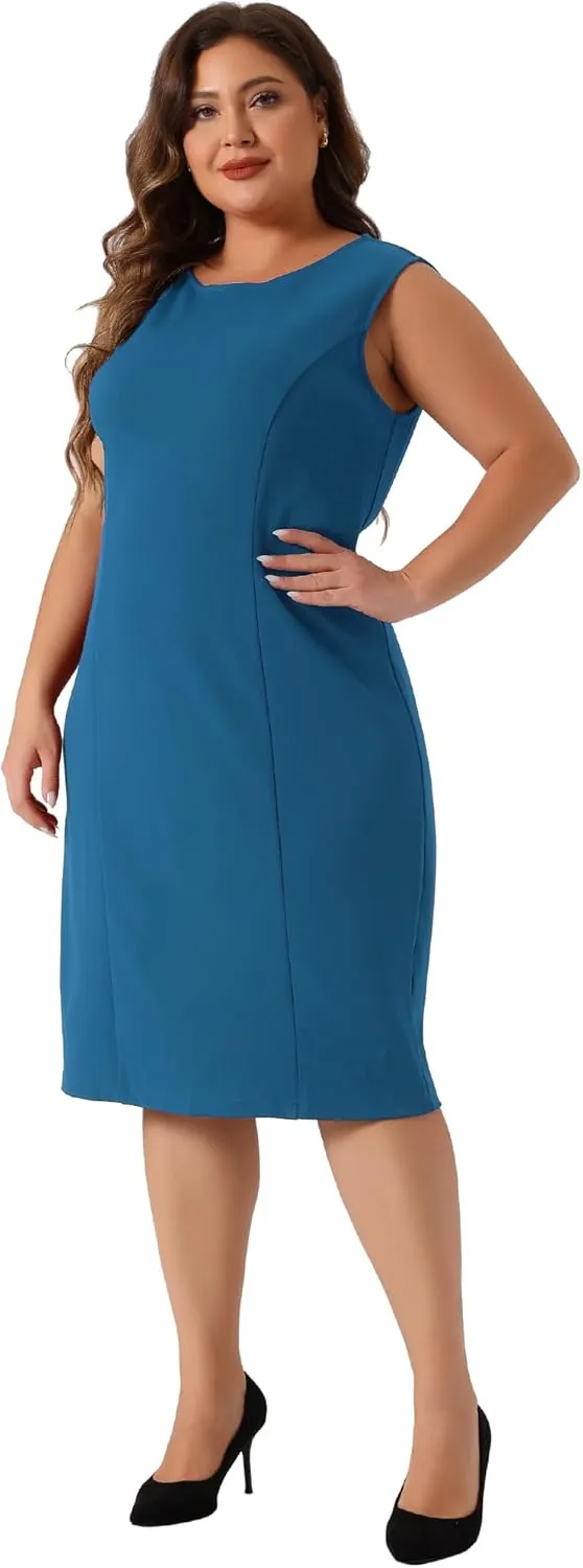 Agnes Orinda Plus Size Dress Suits for Women Two Piece Outfits Blazers Jacket and Sleeveless Dress Business Casual Suit Sets