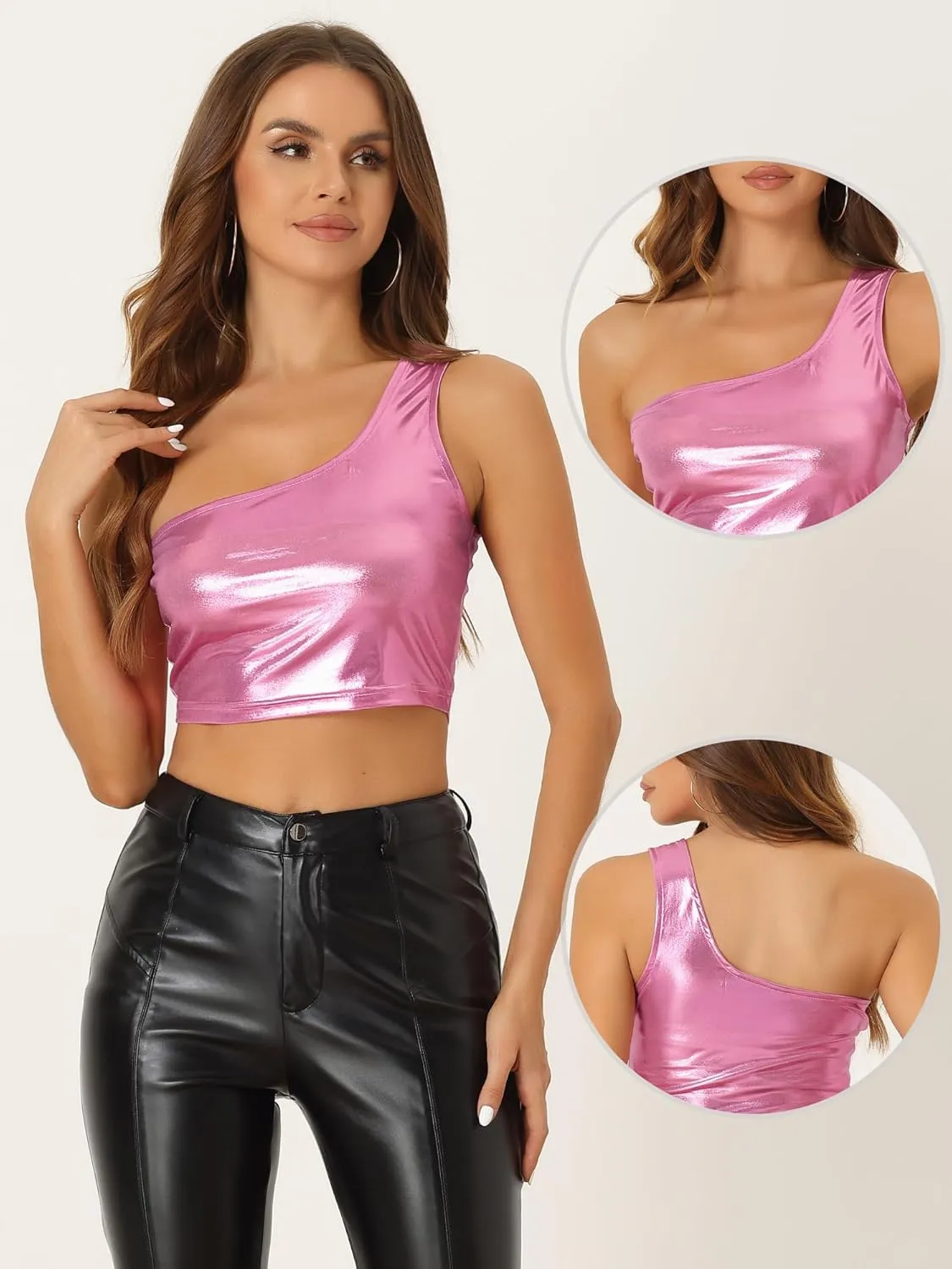 Allegra K womens Holographic Tops