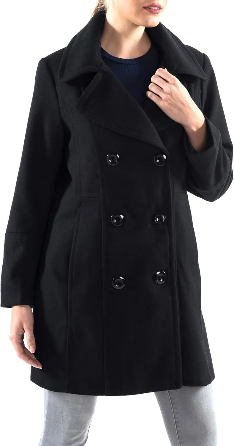 Alpine Swiss Norah Womens Wool Blend Peacoat Runs Large  Double-Breasted Jacket with Flattering Fit