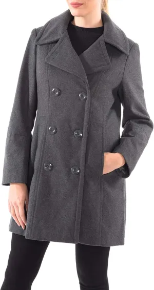 Alpine Swiss Norah Womens Wool Blend Peacoat Runs Large  Double-Breasted Jacket with Flattering Fit
