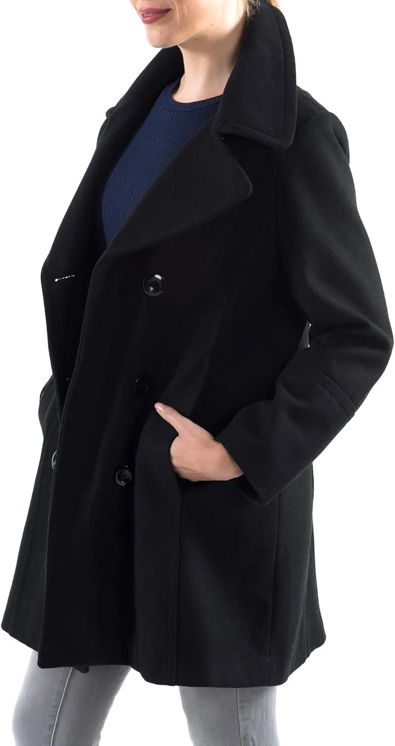 Alpine Swiss Norah Womens Wool Blend Peacoat Runs Large  Double-Breasted Jacket with Flattering Fit