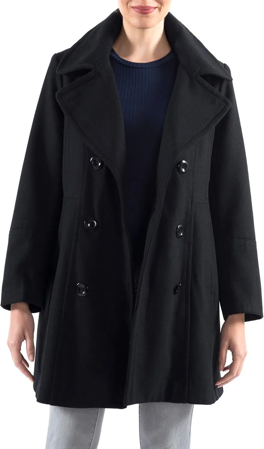 Alpine Swiss Norah Womens Wool Blend Peacoat Runs Large  Double-Breasted Jacket with Flattering Fit