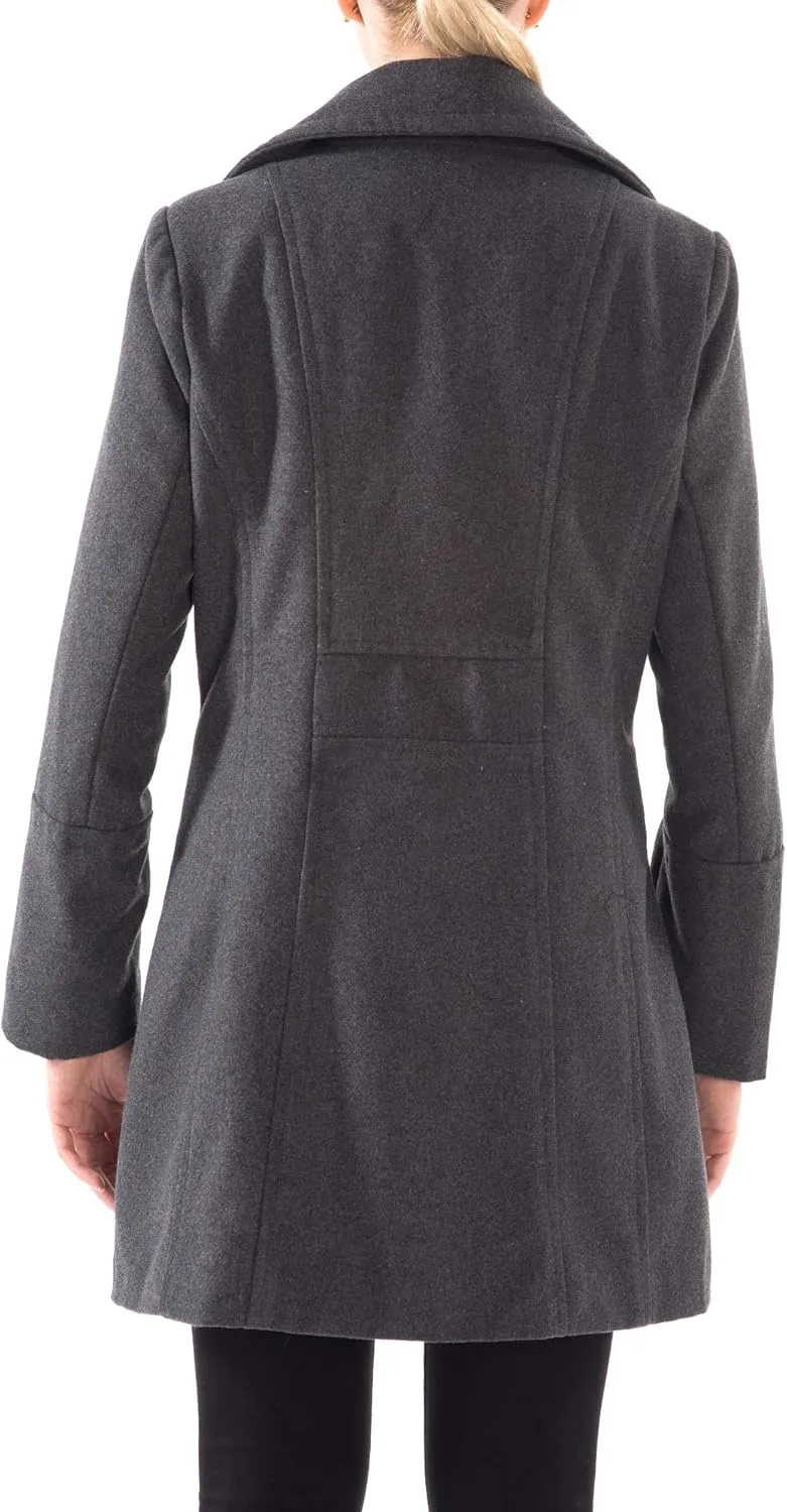 Alpine Swiss Norah Womens Wool Blend Peacoat Runs Large  Double-Breasted Jacket with Flattering Fit