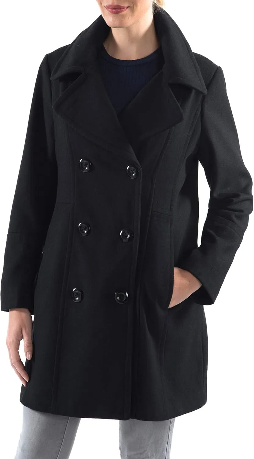 Alpine Swiss Norah Womens Wool Blend Peacoat Runs Large  Double-Breasted Jacket with Flattering Fit