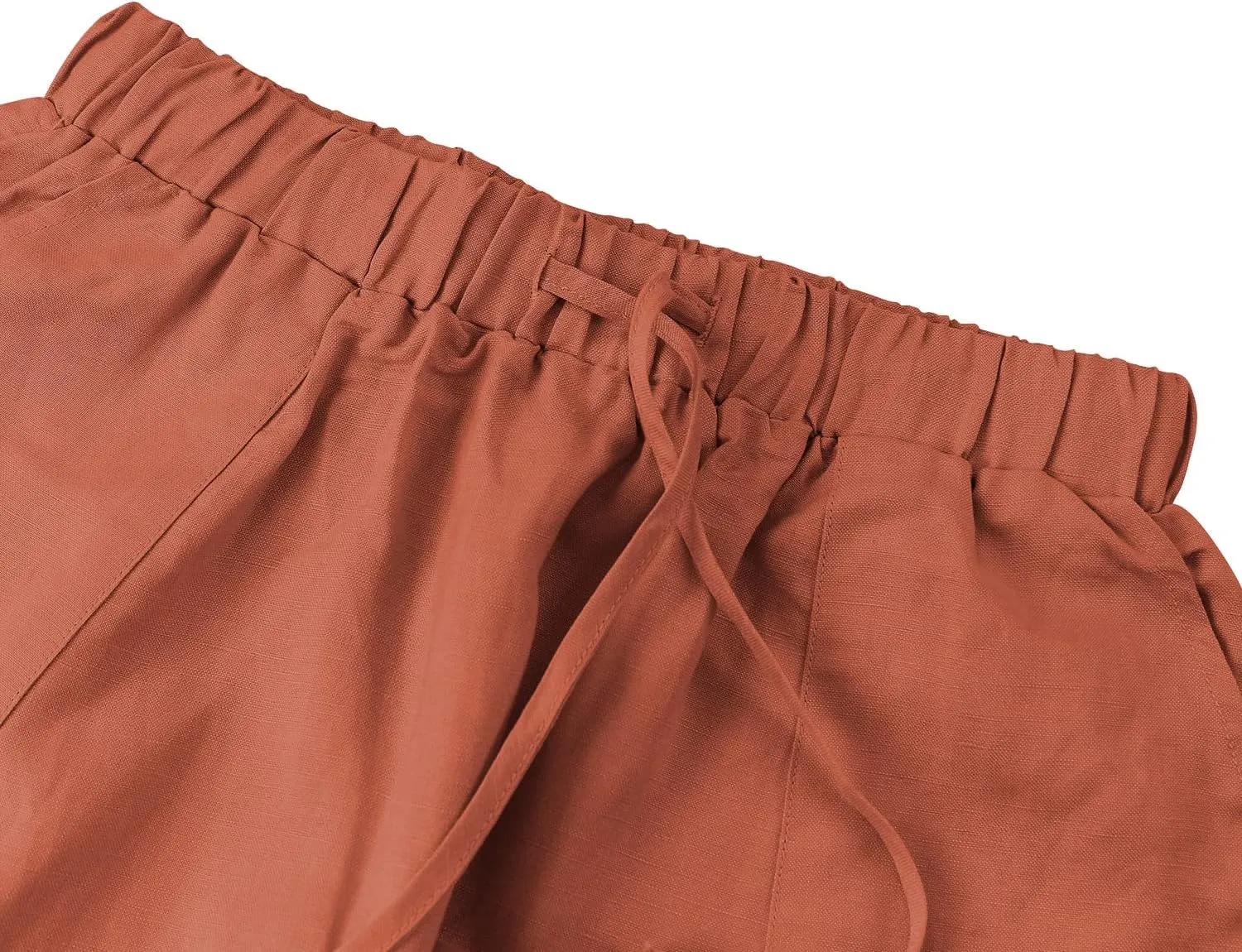 Amazhiyu Womens Linen High Waist Pencil Pants with Pockets Drawstring Trousers