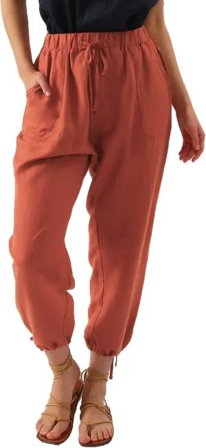 Amazhiyu Womens Linen High Waist Pencil Pants with Pockets Drawstring Trousers