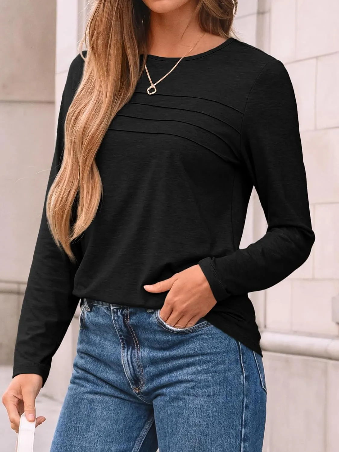 AUTOMET Long Sleeve Shirts for Women Pleated Dressy Casual Business Blouses Trendy Fashion Tunic Basic Tops