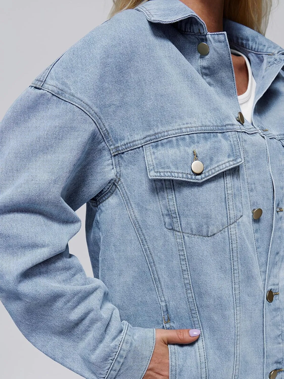 AUTOMET Womens Jean Jacket Denim Long Sleeve Oversized Button Down Shirts Trendy Coat Fall Fashion Winter Clothes Outfit