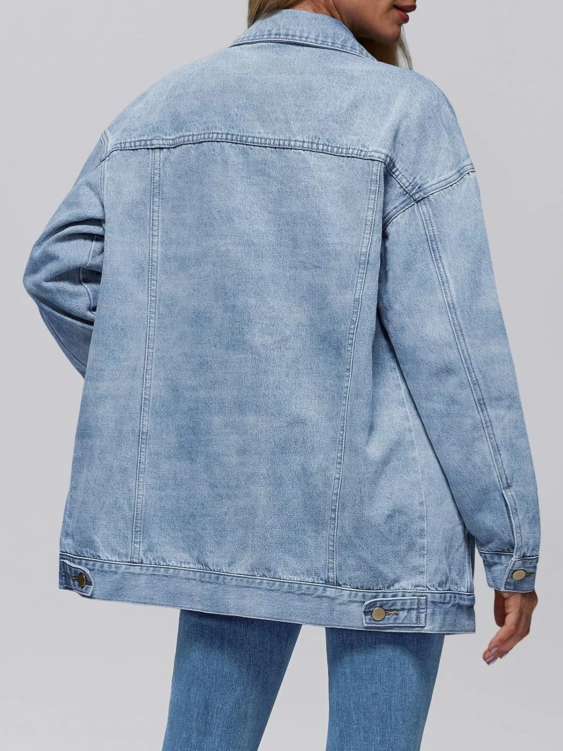 AUTOMET Womens Jean Jacket Denim Long Sleeve Oversized Button Down Shirts Trendy Coat Fall Fashion Winter Clothes Outfit