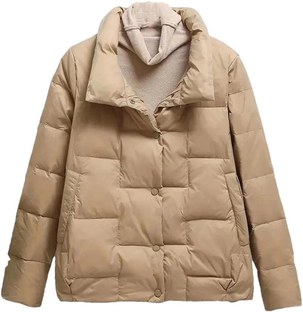 Autumn Winter Lightweight Women's Down Cotton Jacket Korean Padded Coat Stand Collar Ultra-Light Short Parkas