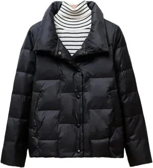 Autumn Winter Lightweight Women's Down Cotton Jacket Korean Padded Coat Stand Collar Ultra-Light Short Parkas