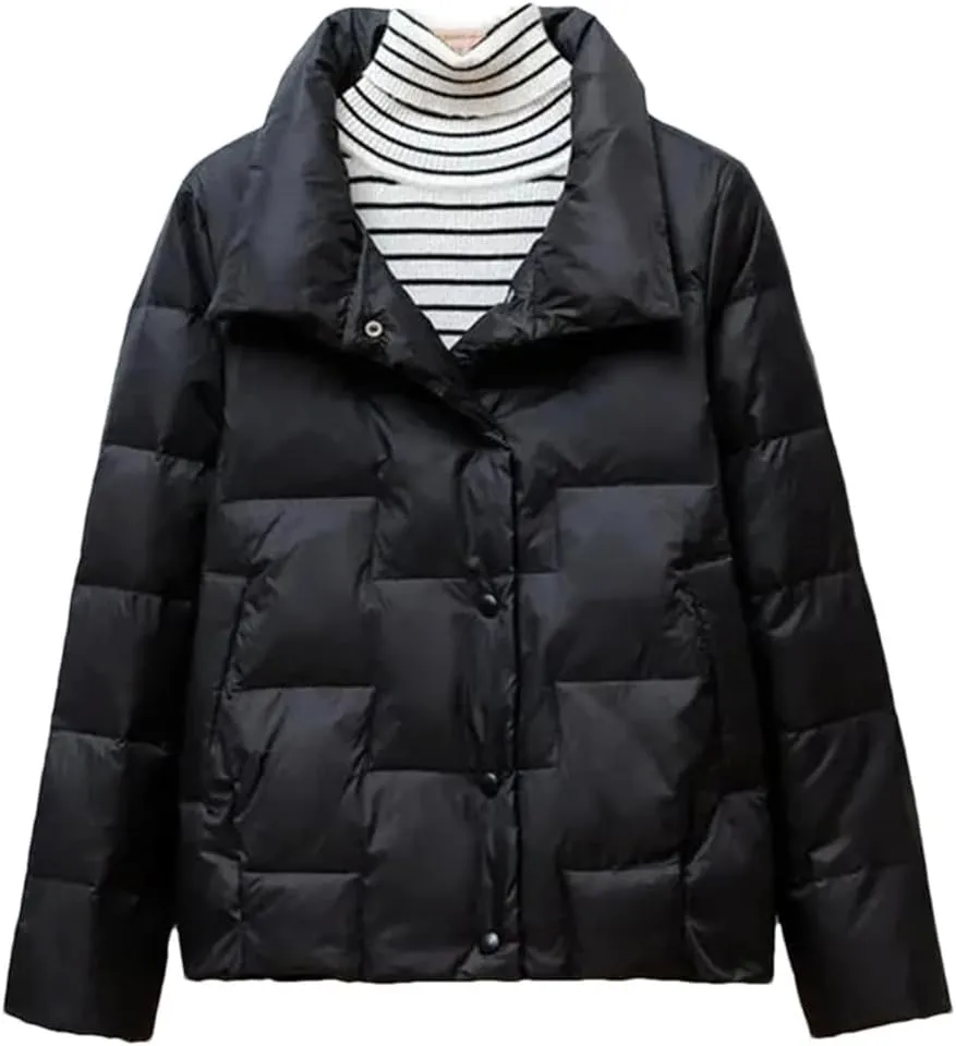 Autumn Winter Lightweight Women's Down Cotton Jacket Korean Padded Coat Stand Collar Ultra-Light Short Parkas