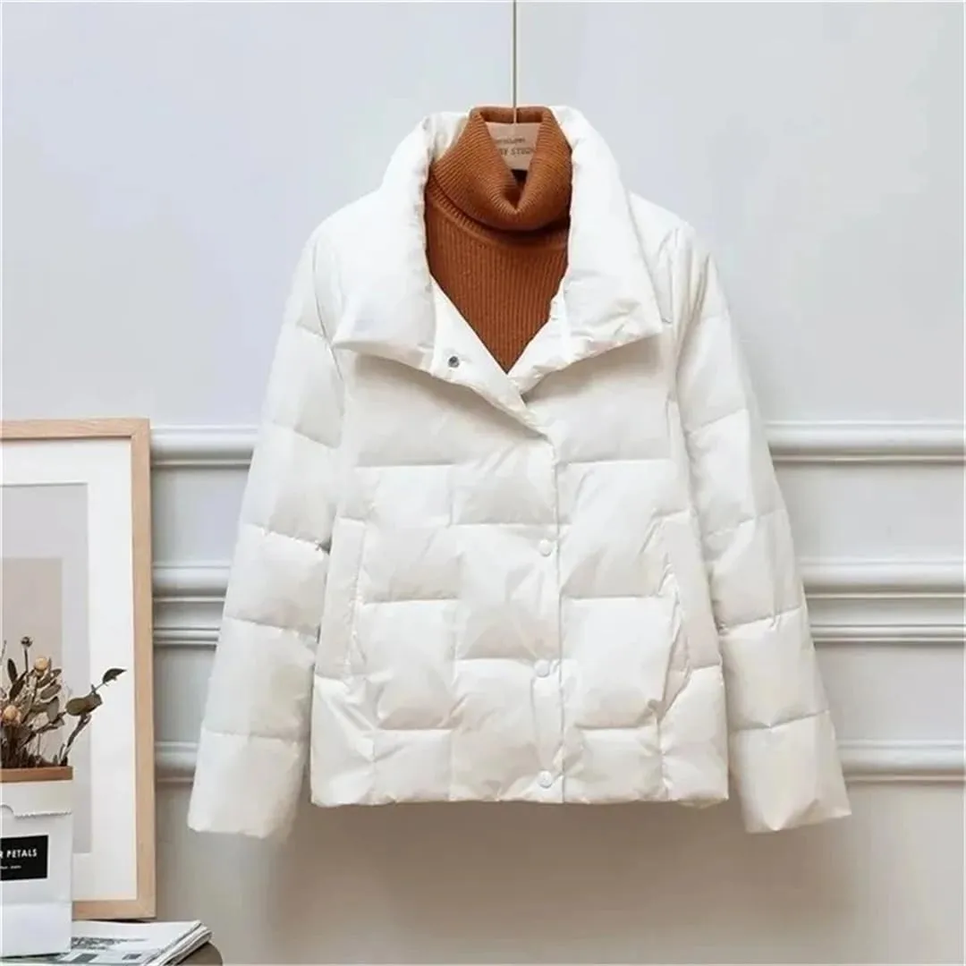 Autumn Winter Lightweight Women's Down Cotton Jacket Korean Padded Coat Stand Collar Ultra-Light Short Parkas
