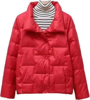 Autumn Winter Lightweight Women's Down Cotton Jacket Korean Padded Coat Stand Collar Ultra-Light Short Parkas