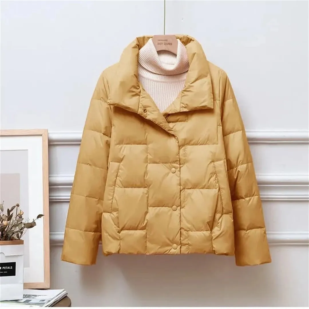 Autumn Winter Lightweight Women's Down Cotton Jacket Korean Padded Coat Stand Collar Ultra-Light Short Parkas