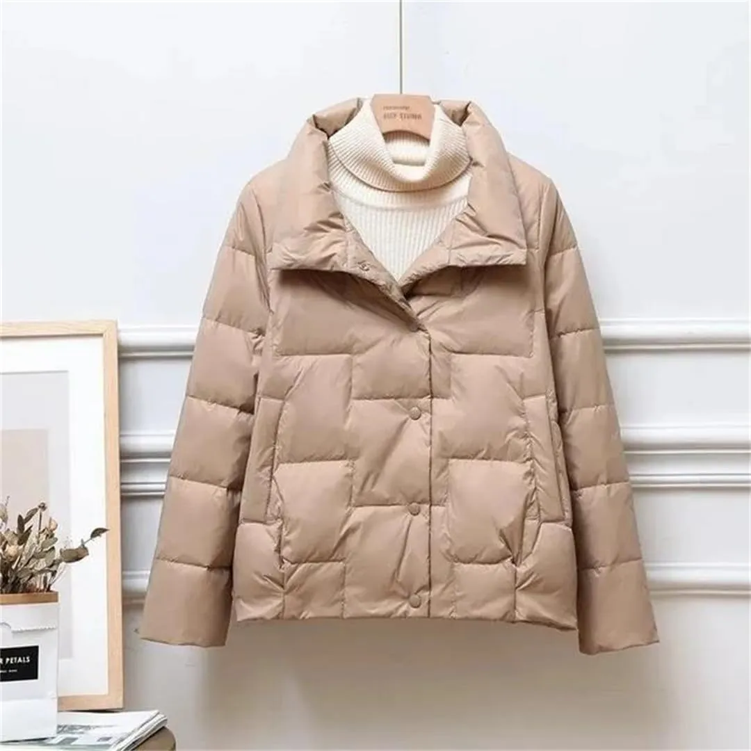 Autumn Winter Lightweight Women's Down Cotton Jacket Korean Padded Coat Stand Collar Ultra-Light Short Parkas