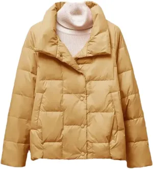 Autumn Winter Lightweight Women's Down Cotton Jacket Korean Padded Coat Stand Collar Ultra-Light Short Parkas