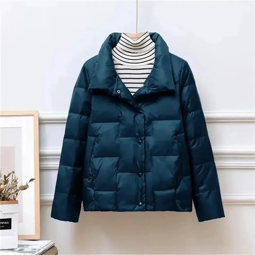 Autumn Winter Lightweight Women's Down Cotton Jacket Korean Padded Coat Stand Collar Ultra-Light Short Parkas