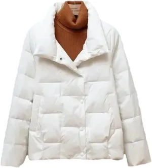 Autumn Winter Lightweight Women's Down Cotton Jacket Korean Padded Coat Stand Collar Ultra-Light Short Parkas