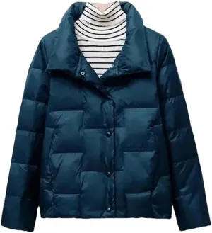 Autumn Winter Lightweight Women's Down Cotton Jacket Korean Padded Coat Stand Collar Ultra-Light Short Parkas