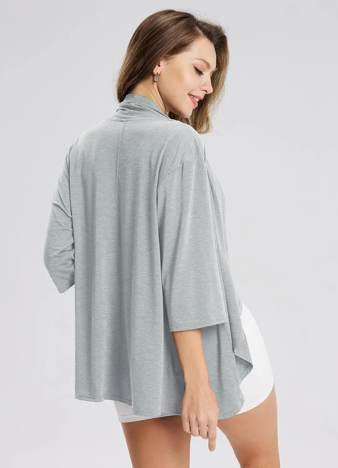 baleaf Women's Lightweight Cardigans Open Front 3/4 Sleeve Soft Summer Long Cardigan with Pockets for Office Yoga
