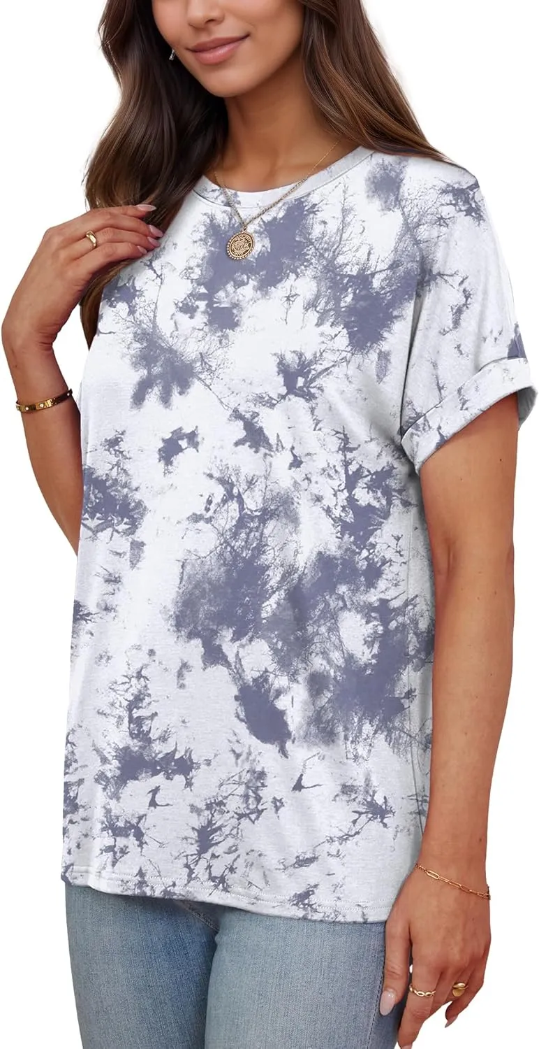 Besshopie Women's Oversized T Shirts Short Sleeve Crewneck Summer Tops Casual Loose Basic Tee Shirts 2025 Trendy Clothes