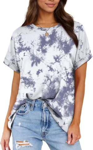 Besshopie Women's Oversized T Shirts Short Sleeve Crewneck Summer Tops Casual Loose Basic Tee Shirts 2025 Trendy Clothes