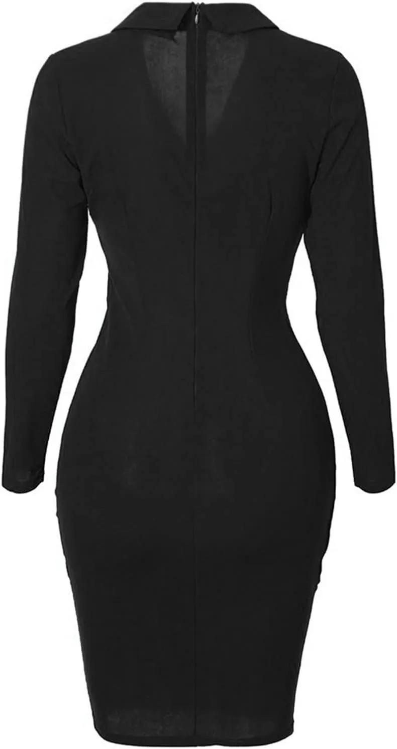 Blazer Jackets for Women Fashion Color Block Suit Collar Coats Long Sleeve Double Breasted Bodycon Blazer Dress