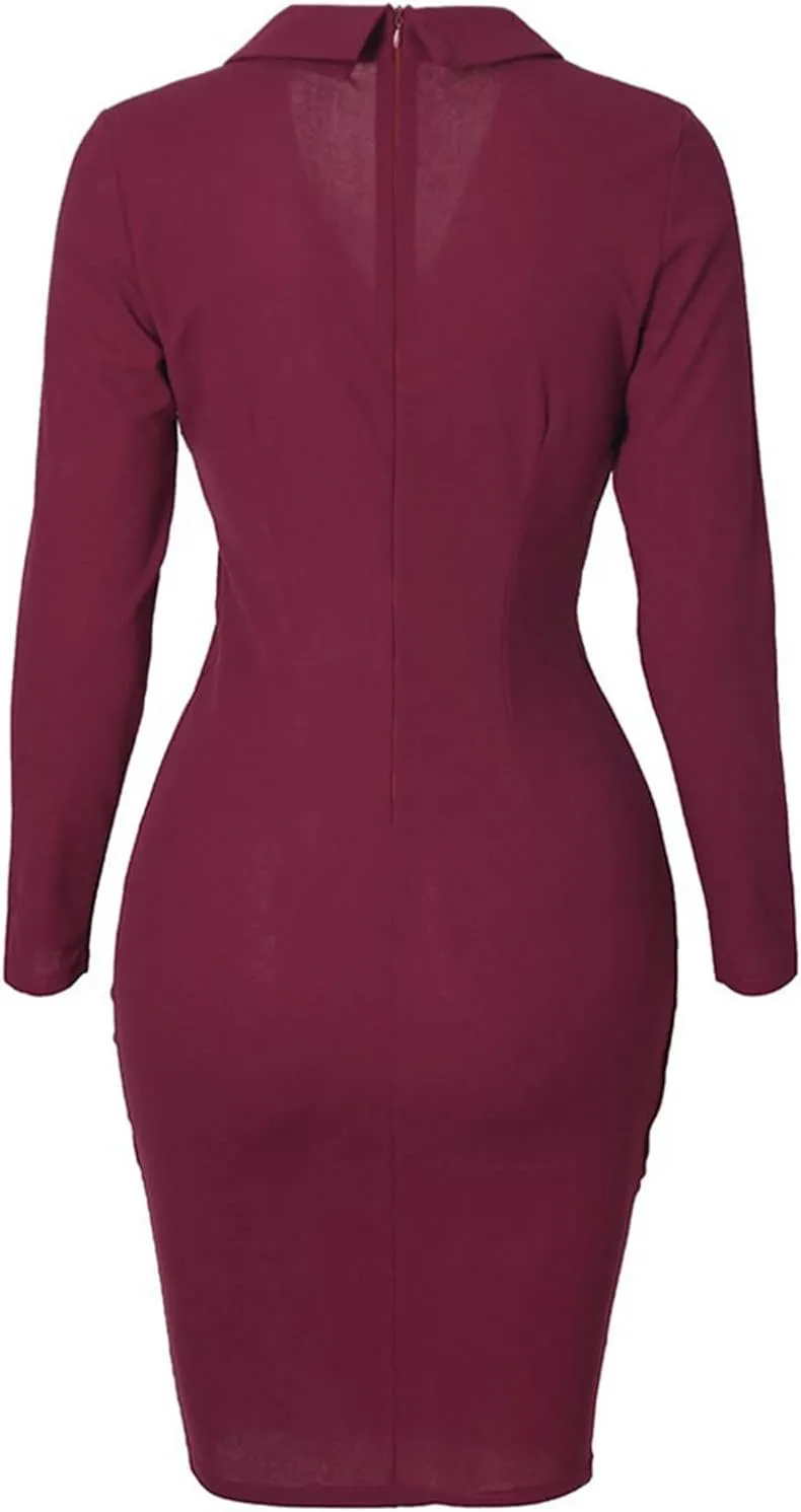 Blazer Jackets for Women Fashion Color Block Suit Collar Coats Long Sleeve Double Breasted Bodycon Blazer Dress