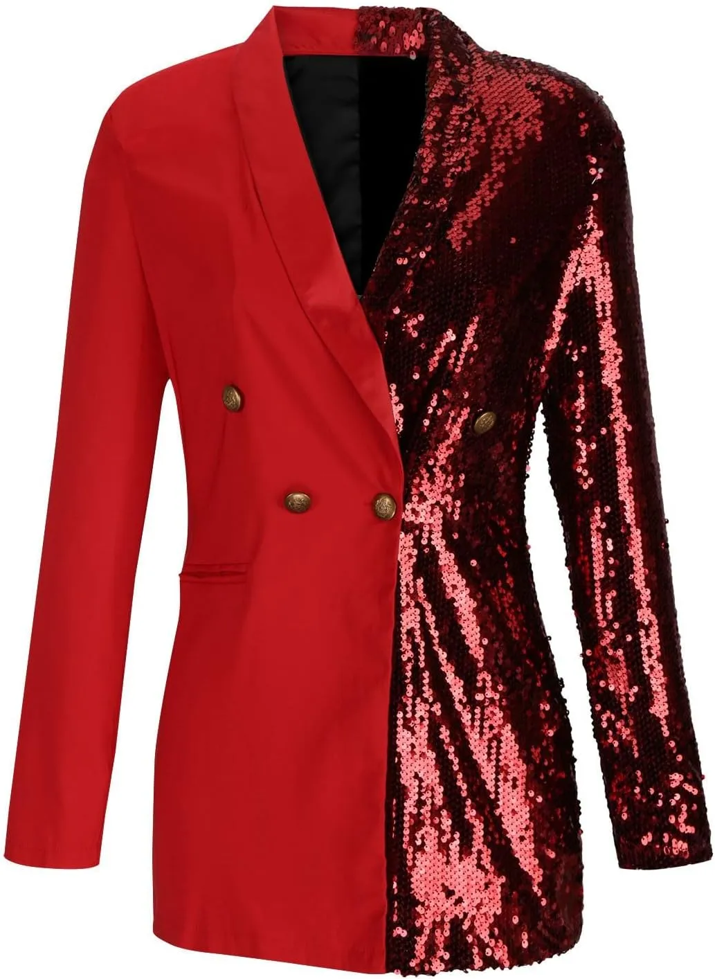 Blazer Jackets for Women Fashion Color Block Suit Collar Coats Long Sleeve Double Breasted Bodycon Blazer Dress