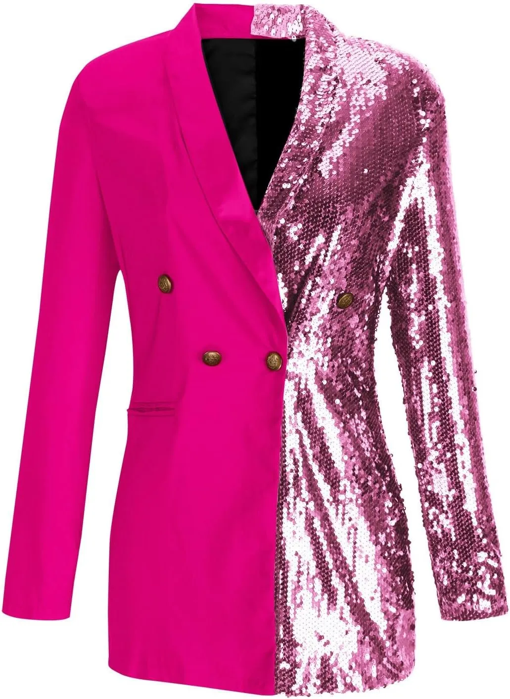 Blazer Jackets for Women Fashion Color Block Suit Collar Coats Long Sleeve Double Breasted Bodycon Blazer Dress