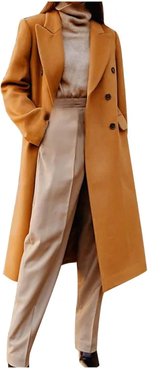 Blazers for Women Wool Cardigan Coat Fall Fashion Trench Coat Loose Long Blazer Jackets Tweed Casual Long Jackets