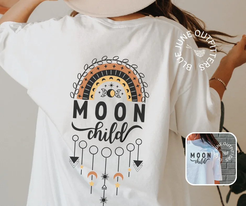 Bohemian Celestial Moon Child Tee | Comfort Colors Tee