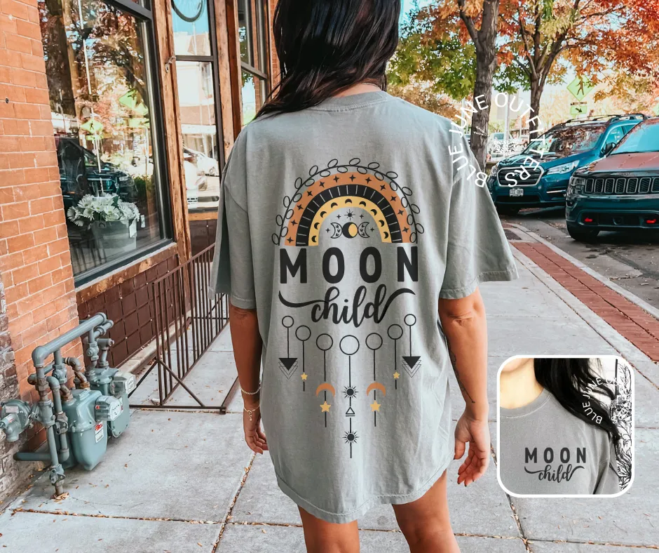 Bohemian Celestial Moon Child Tee | Comfort Colors Tee