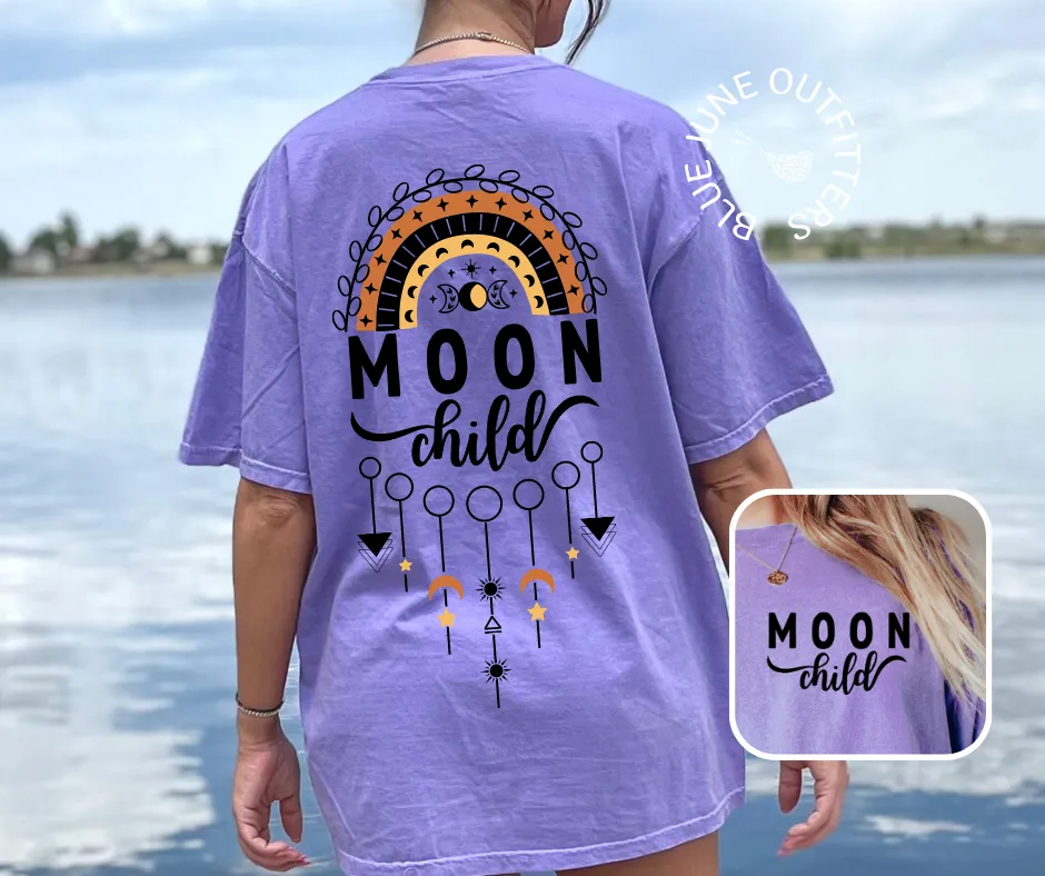 Bohemian Celestial Moon Child Tee | Comfort Colors Tee