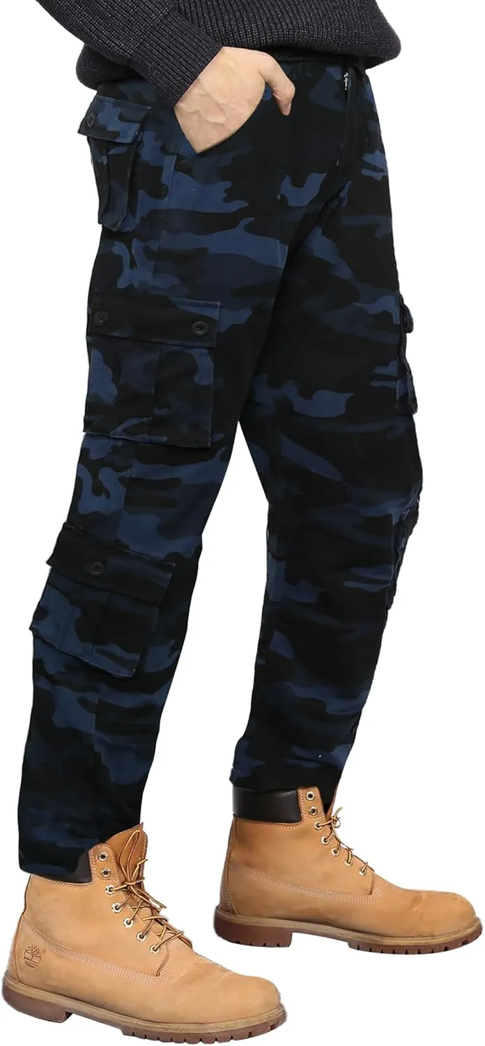 BOJIN Men's Cargo Pants Casual Military Army Camo Relaxed Fit Cotton Combat Camouflage Cargo Work Pants with 8 Pockets