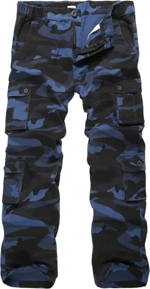 BOJIN Men's Cargo Pants Casual Military Army Camo Relaxed Fit Cotton Combat Camouflage Cargo Work Pants with 8 Pockets